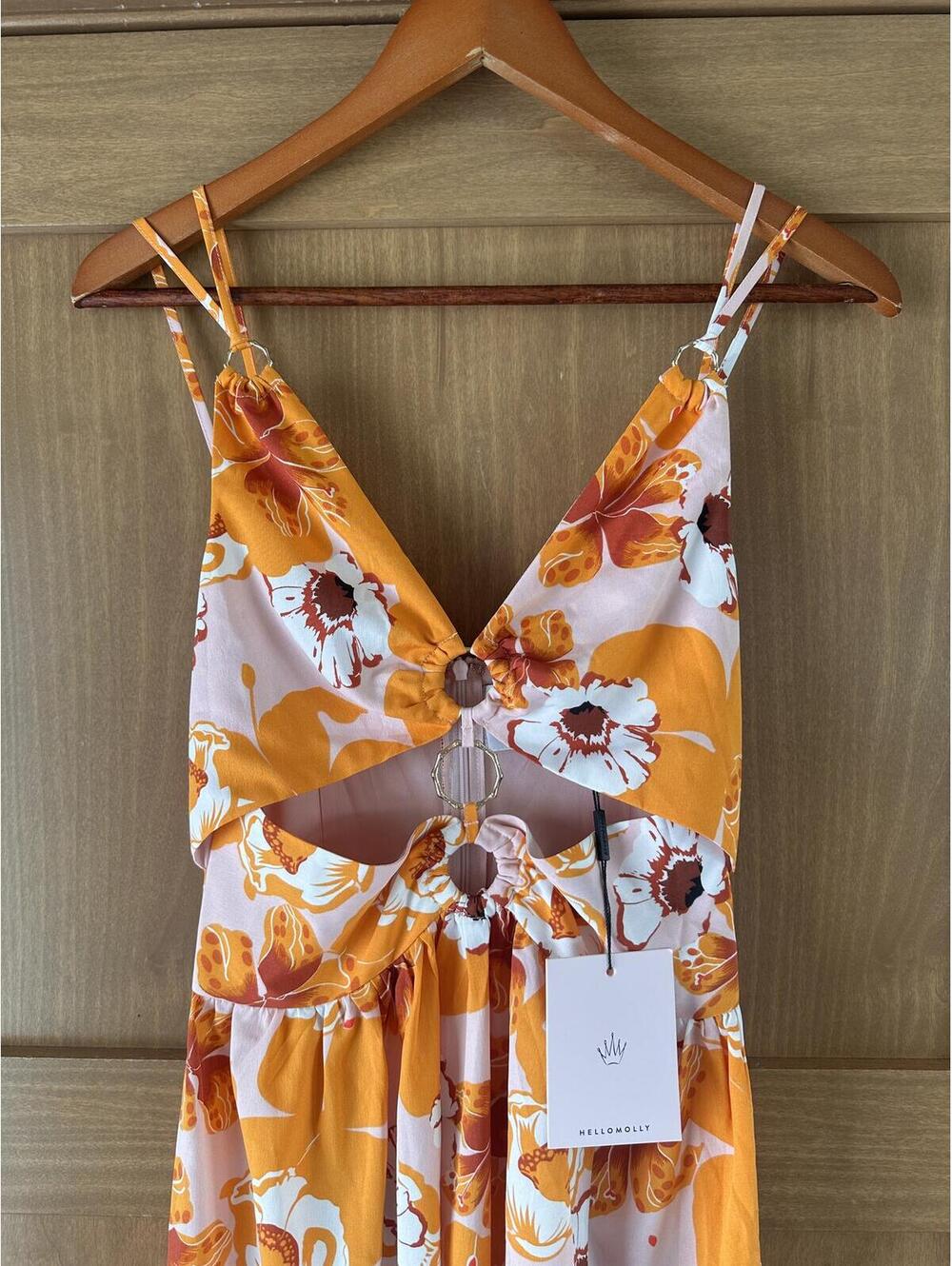NWT Hello Molly Evergreen Heights Slit Leg Maxi Dress Orange Floral Women’s XS - Picture 2 of 15